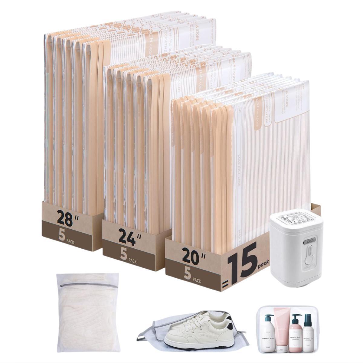 18-Piece Travel Vacuum Bag Kit for $7.xx on Amazon