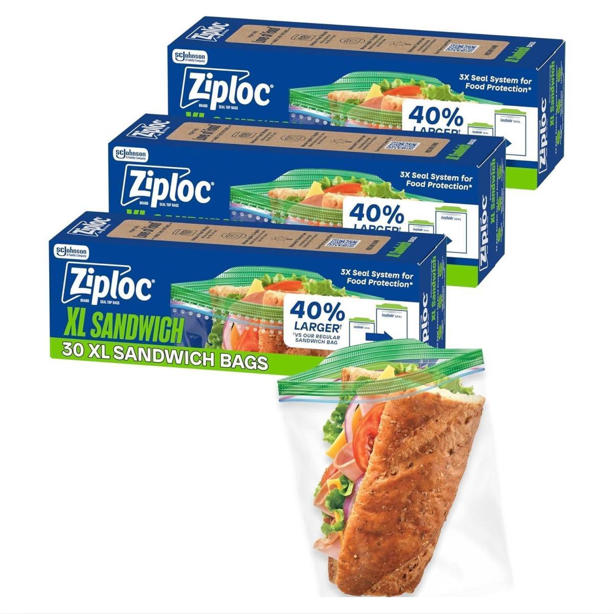 Ziploc XL Sandwich Bags 90-Count for $4.xx on Amazon