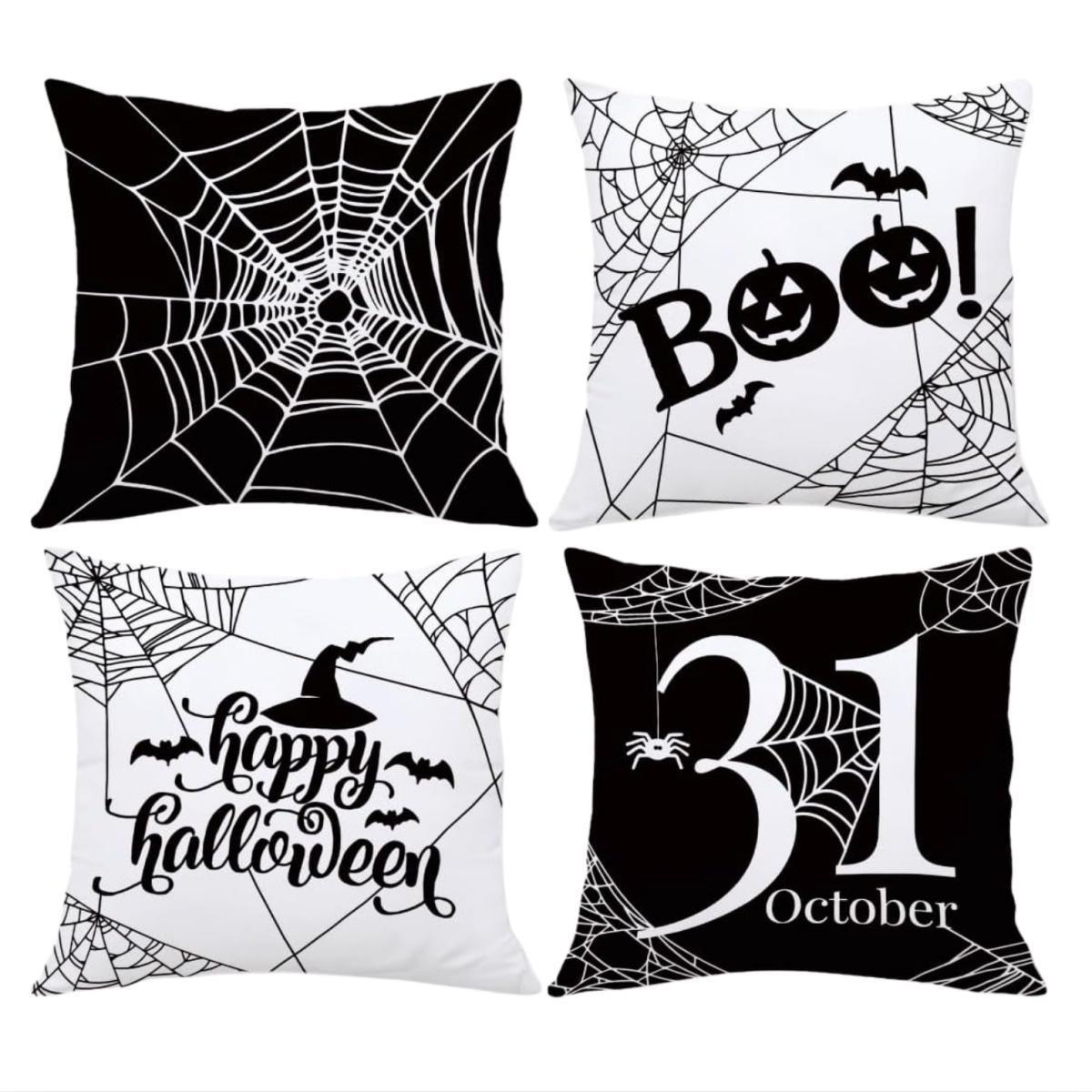 Halloween Spider Web Pillow Covers 4-Pack for $4.xx on Amazon