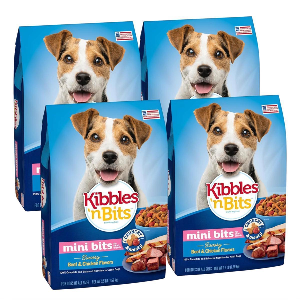 Kibbles 'n Bits Mini Bits Dog Food 4-Pack for $7.xx on Amazon