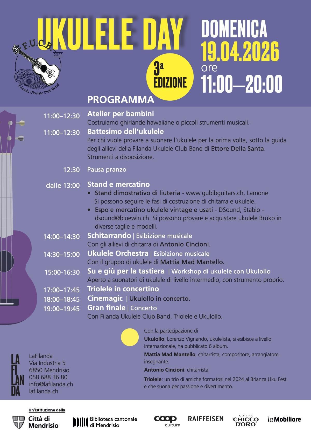 Ukulele Day 2026: a Mendrisio una giornata di musica, creatività e condivisione Ukulele Day 2026: a Mendrisio una giornata di musica, creatività e condivisione