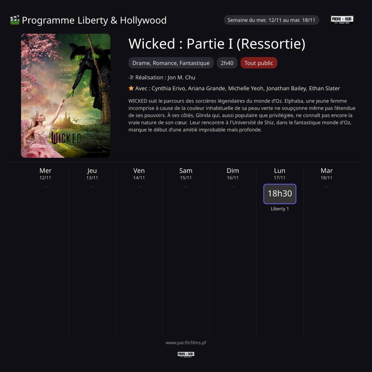WICKED : PARTIE 1 (RESSORTIE ) WICKED : PARTIE 1 (RESSORTIE )