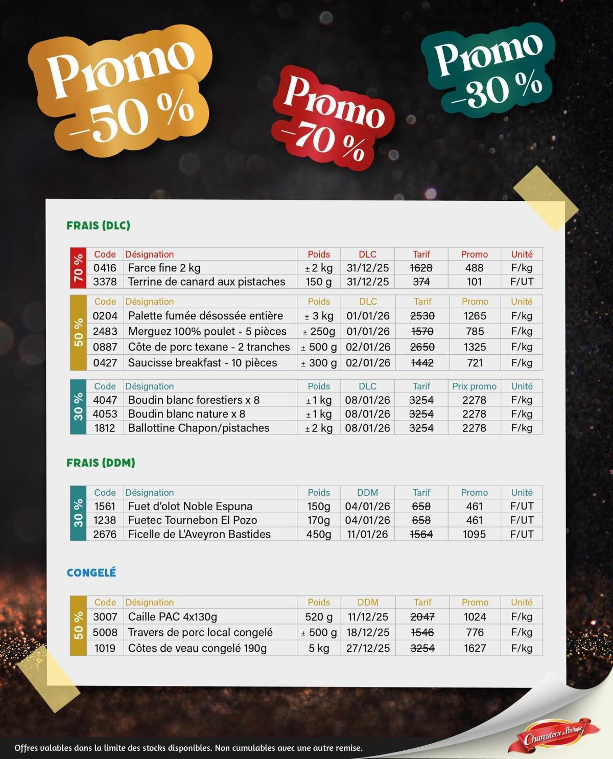 🎉PROMOTION FESTIVES A LA CHARCUTERIE DU PACIFIQUE 🎉