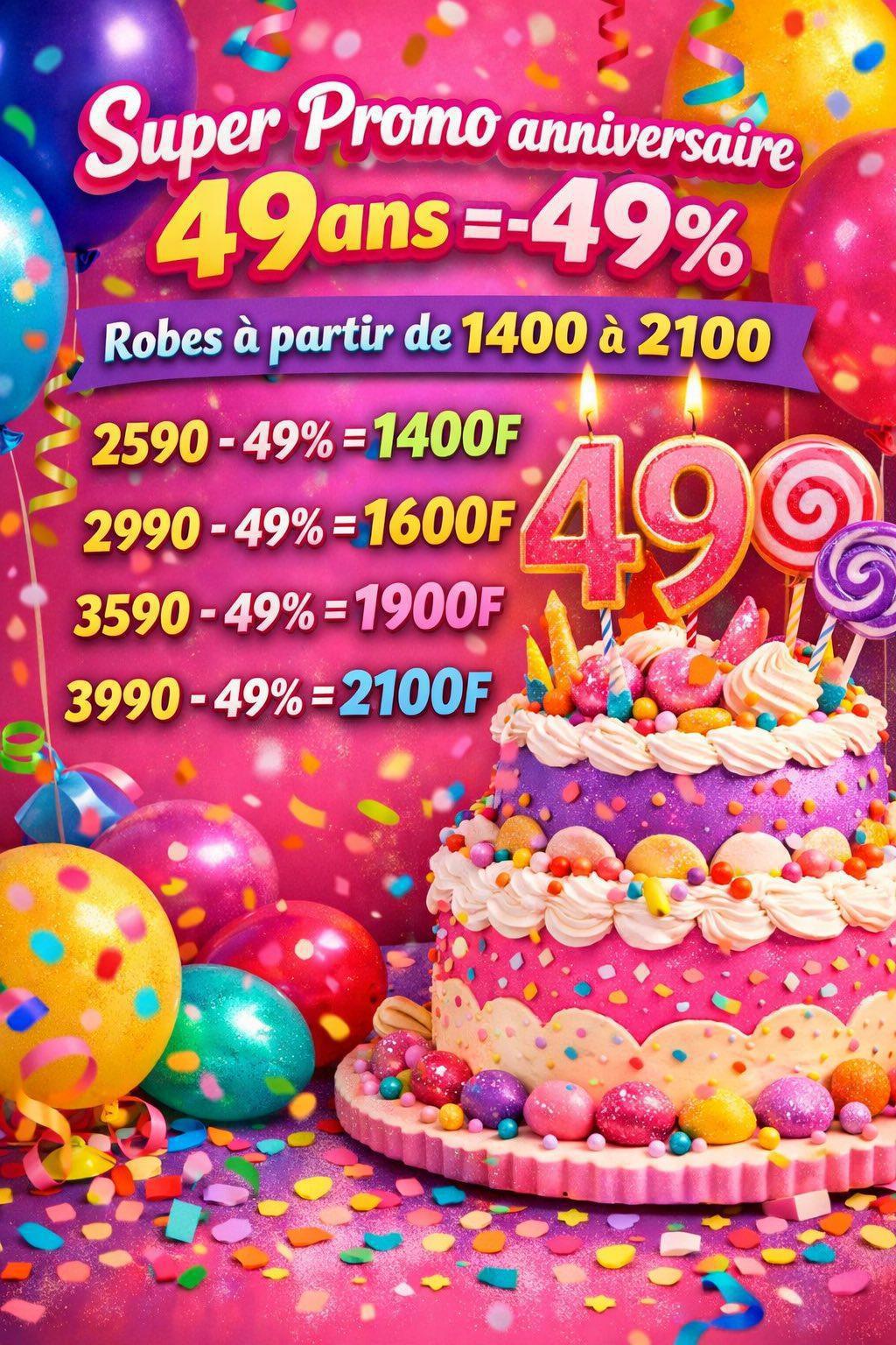 🎉OFFRE ANNIVERSAIRE – 49 ANS = -49% chez FIVE SHOP!🎉 🎉OFFRE ANNIVERSAIRE – 49 ANS = -49% chez FIVE SHOP!🎉
