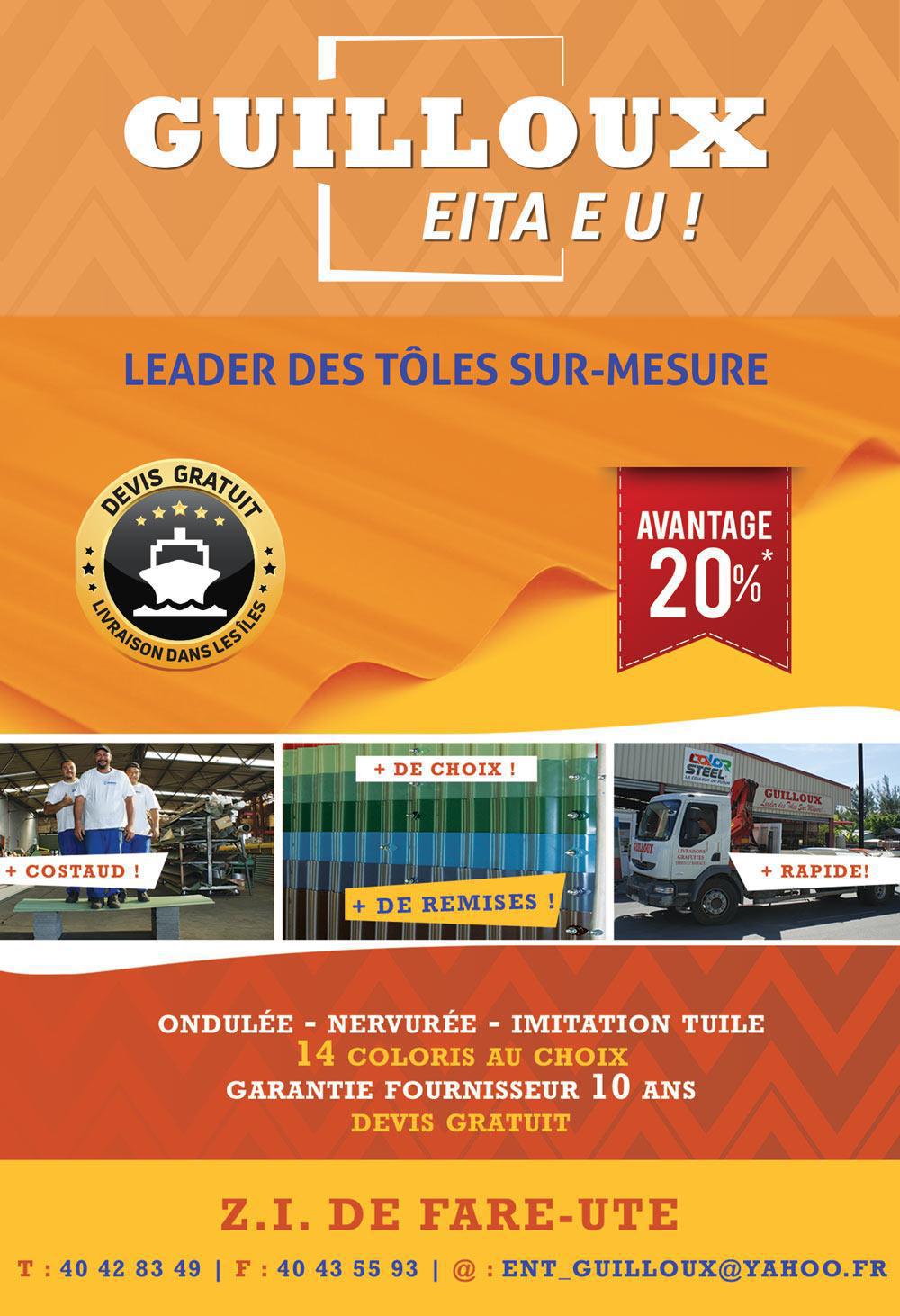 🏗️ GUILLOUX : Le leader des tôles sur-mesure en Polynésie !✨