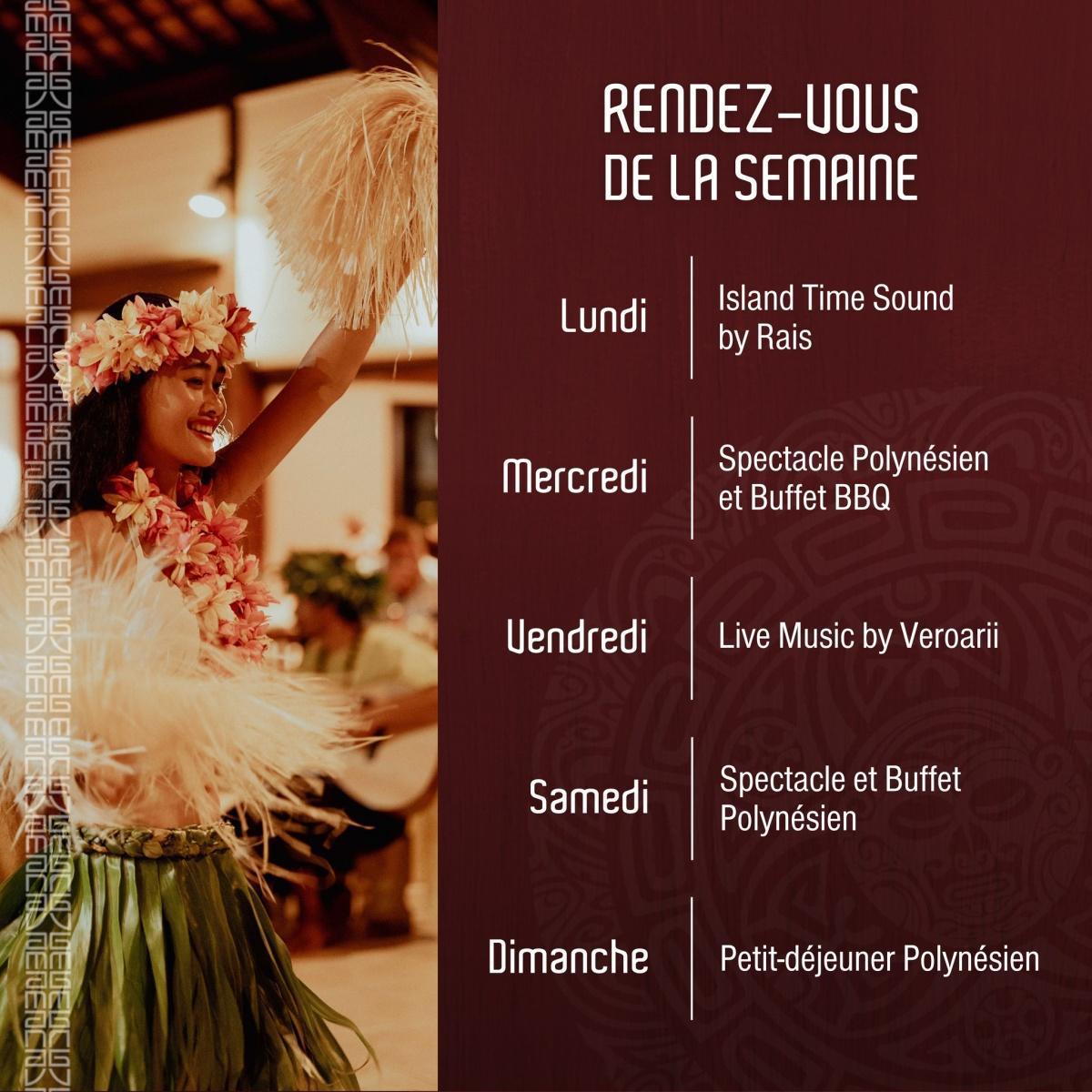 🏝️ Les évènements de la semaine au MANAVA BEACH RESORT & SPA MOOREA! 🏝️