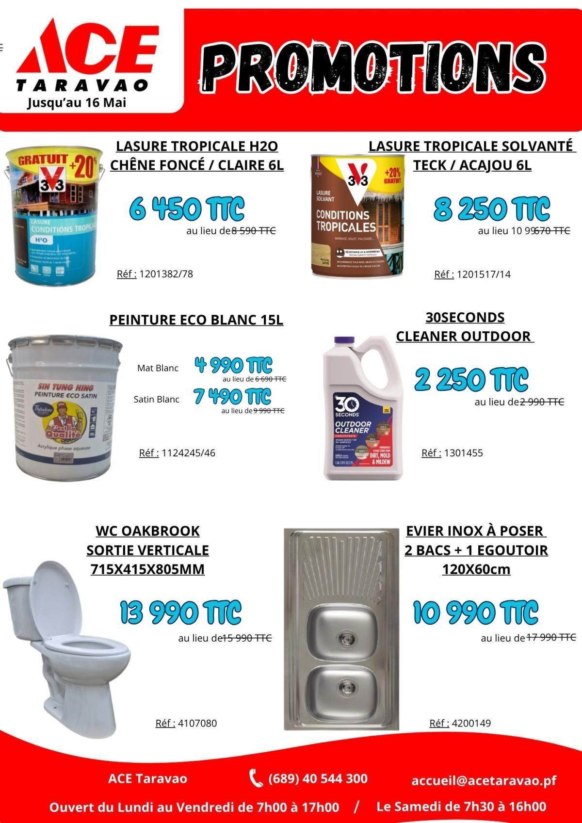 🟠 Promotions chez ACE SIN TUNG HING TARAVAO - Jusqu'au 16 Mai 📅
