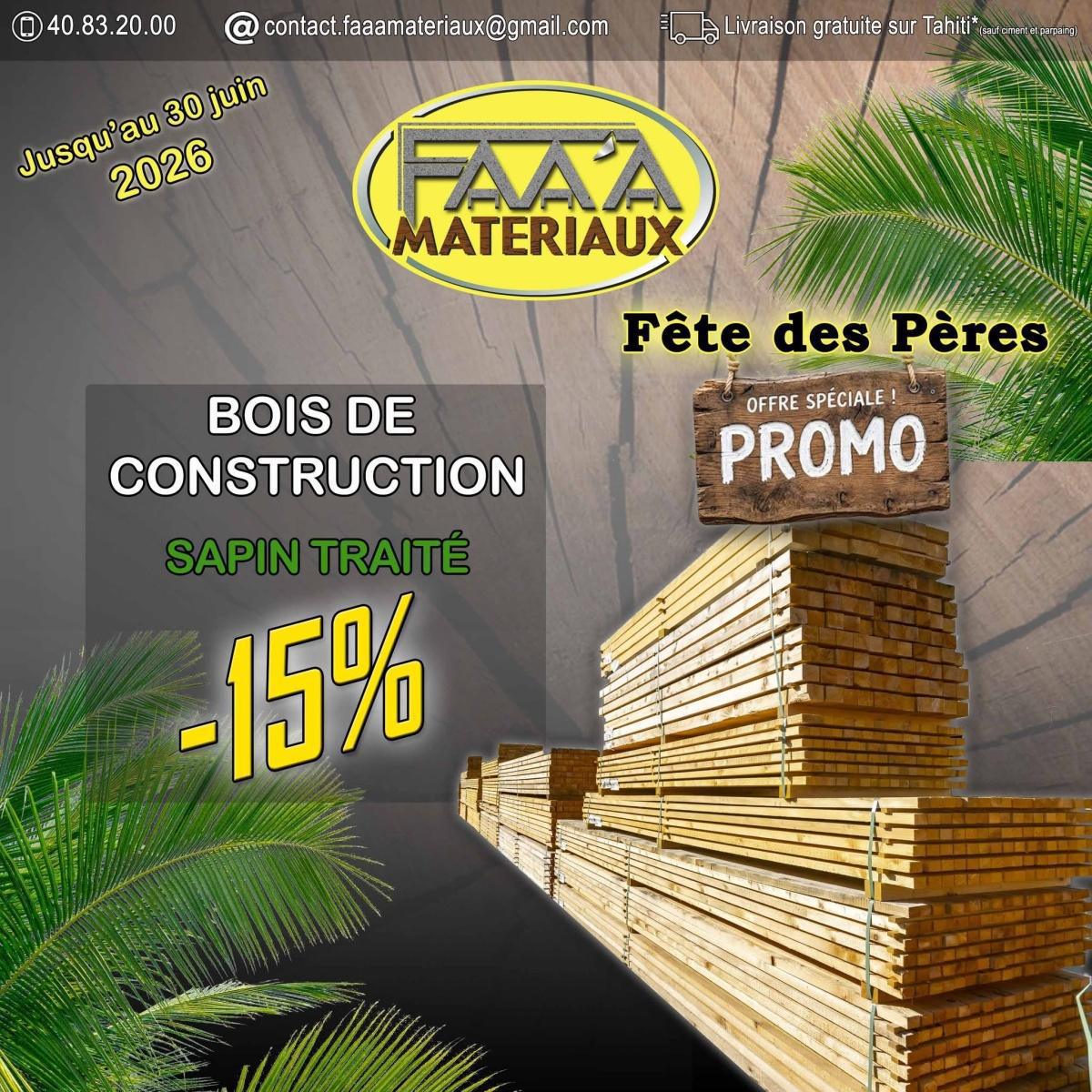 ๐Promos Fรชtes des Pรจres sur les bois sapin traitรฉ chez FAA'A MATERIAUX!๐ ๐Promos Fรชtes des Pรจres sur les bois sapin traitรฉ chez FAA'A MATERIAUX!๐