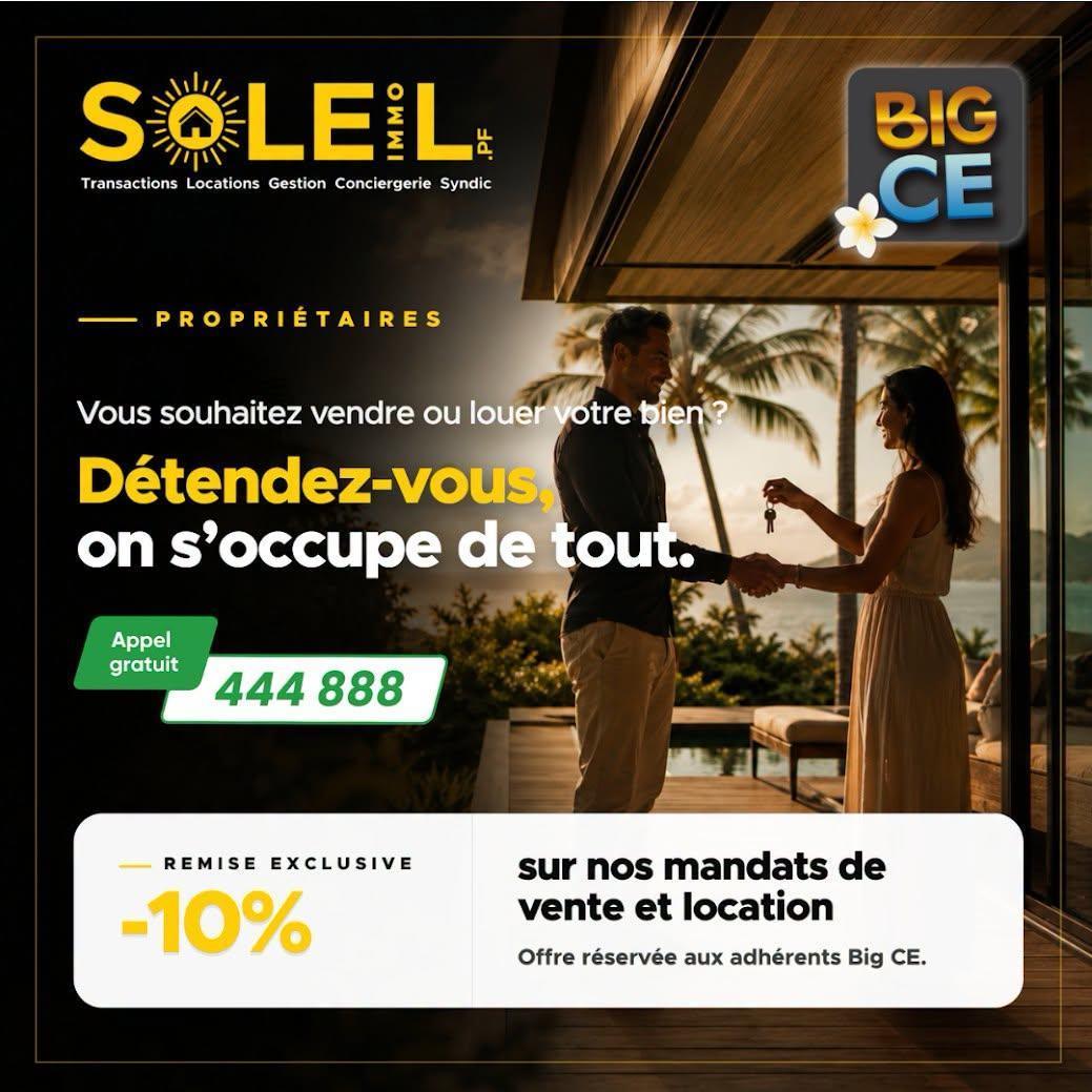 📢 SOLEIL IMMOBILIER partenaire du BIG CE!🌞