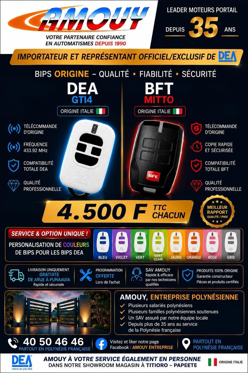 📡 Bips DEA & BFT d'origine disponibles chez AMOUY ENTREPRISE!🚪