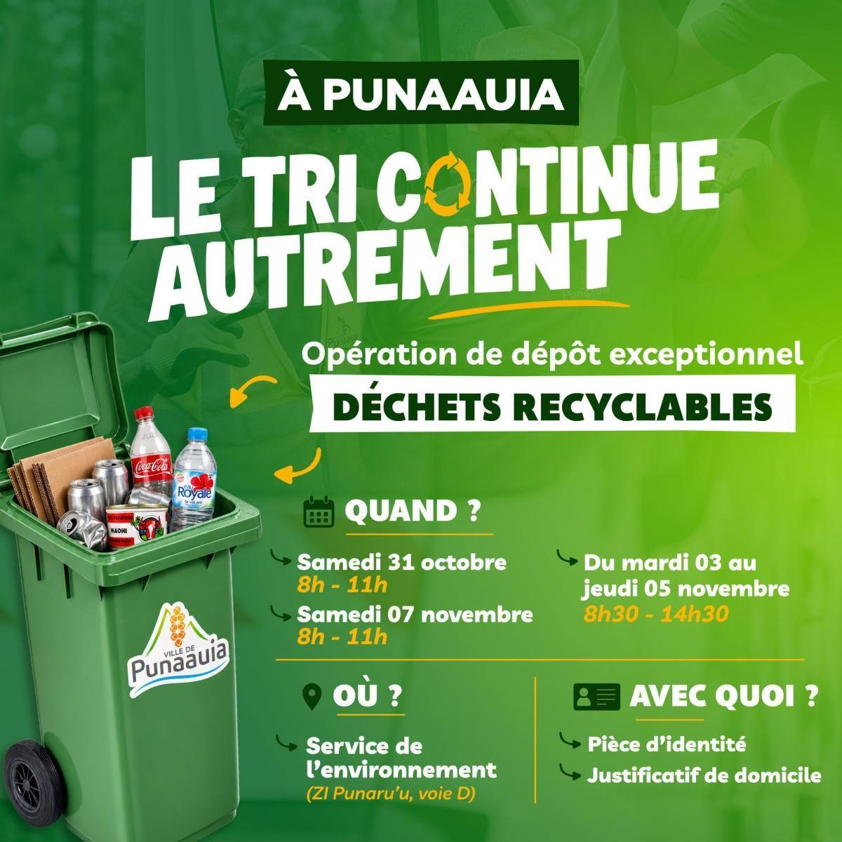 ♻️ 𝗢𝗣𝗘𝗥𝗔𝗧𝗜𝗢𝗡 𝗘𝗫𝗖𝗘𝗣𝗧𝗜𝗢𝗡𝗡𝗘𝗟𝗟𝗘 - 𝗱𝗲́𝗰𝗵𝗲𝘁𝘀 𝗿𝗲𝗰𝘆𝗰𝗹𝗮𝗯𝗹𝗲𝘀 𝐚̀ 𝐏𝐔𝐍𝐀𝐀𝐔𝐈𝐀 ♻️