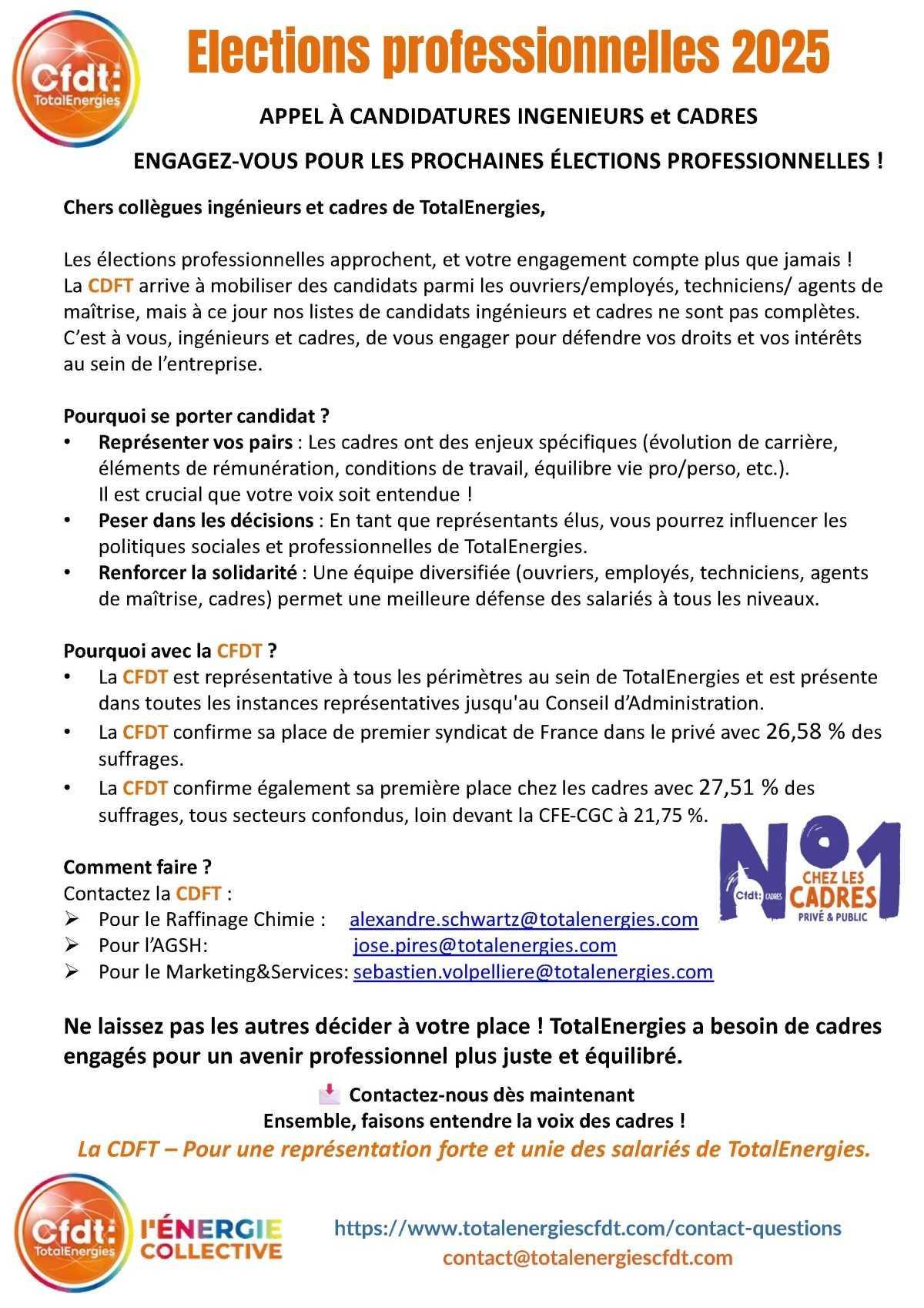  La CFDT, c’est aussi le syndicat des cadres… et c’est le N°1 !