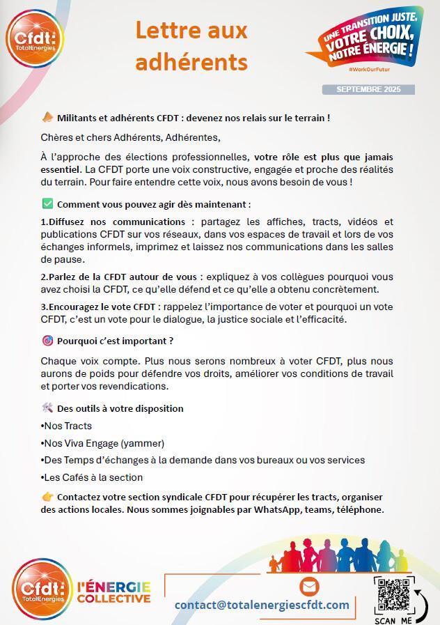 Lettre aux adhérents