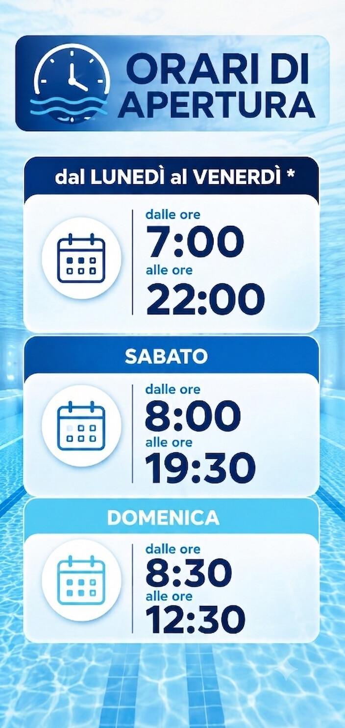 Orario di apertura al pubblico e nuoto libero