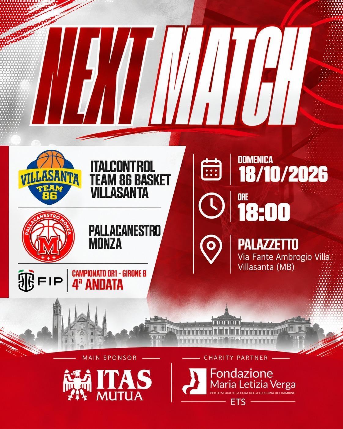 GAME DAY | ITALCONTROL TEAM 86 BASKET VILLASANTA – PALLACANESTRO MONZA GAME DAY | ITALCONTROL TEAM 86 BASKET VILLASANTA – PALLACANESTRO MONZA