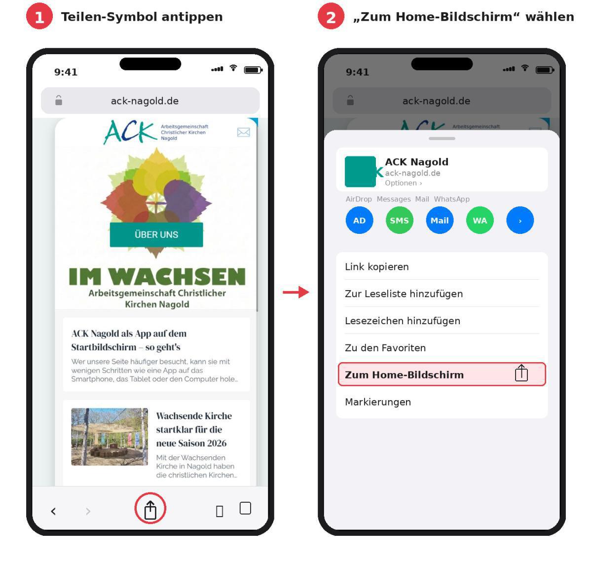 ACK Nagold als App auf dem Startbildschirm – so geht's