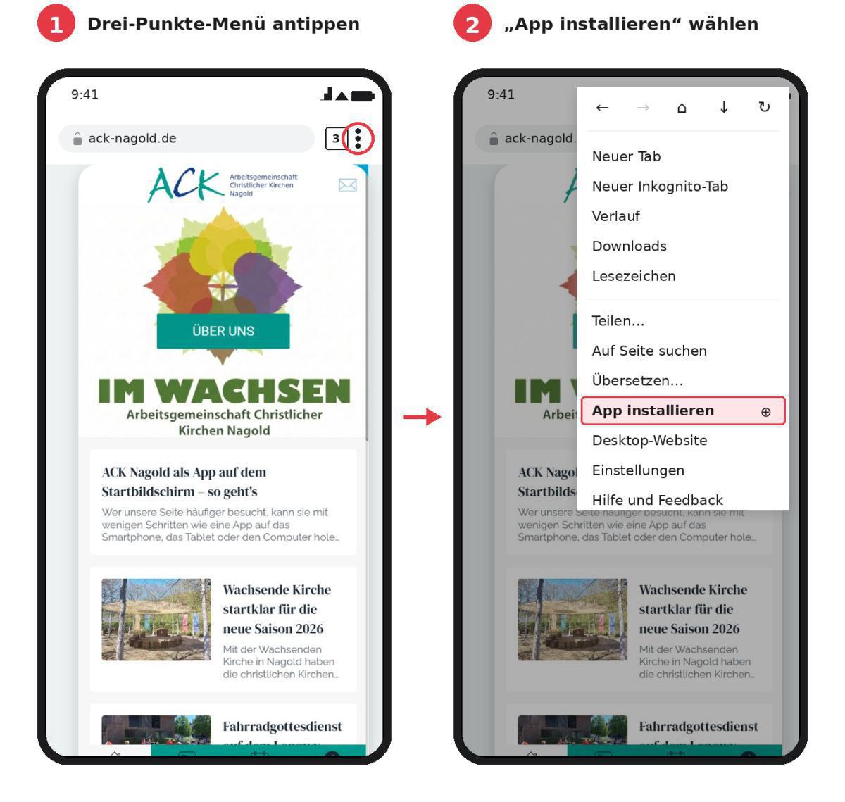 ACK Nagold als App auf dem Startbildschirm – so geht's