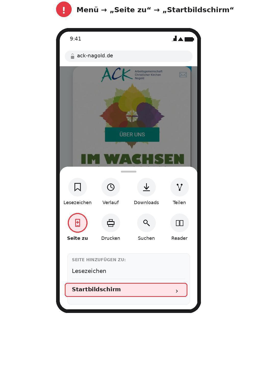 ACK Nagold als App auf dem Startbildschirm – so geht's