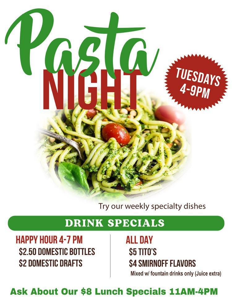 Choppers - Pasta Night & Drink Specials