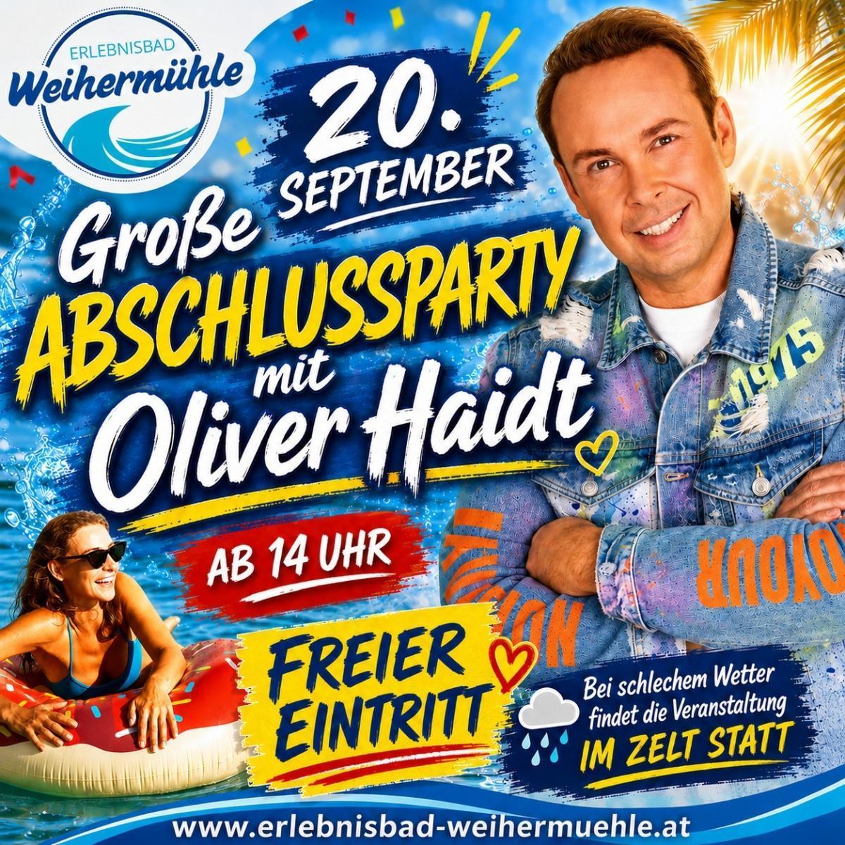 Saisonabschluss mit Oliver Haidt im Erlebnisbad Weihermühle Saisonabschluss mit Oliver Haidt im Erlebnisbad Weihermühle