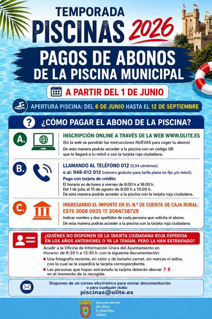 Apertura piscinas municipales año 2026