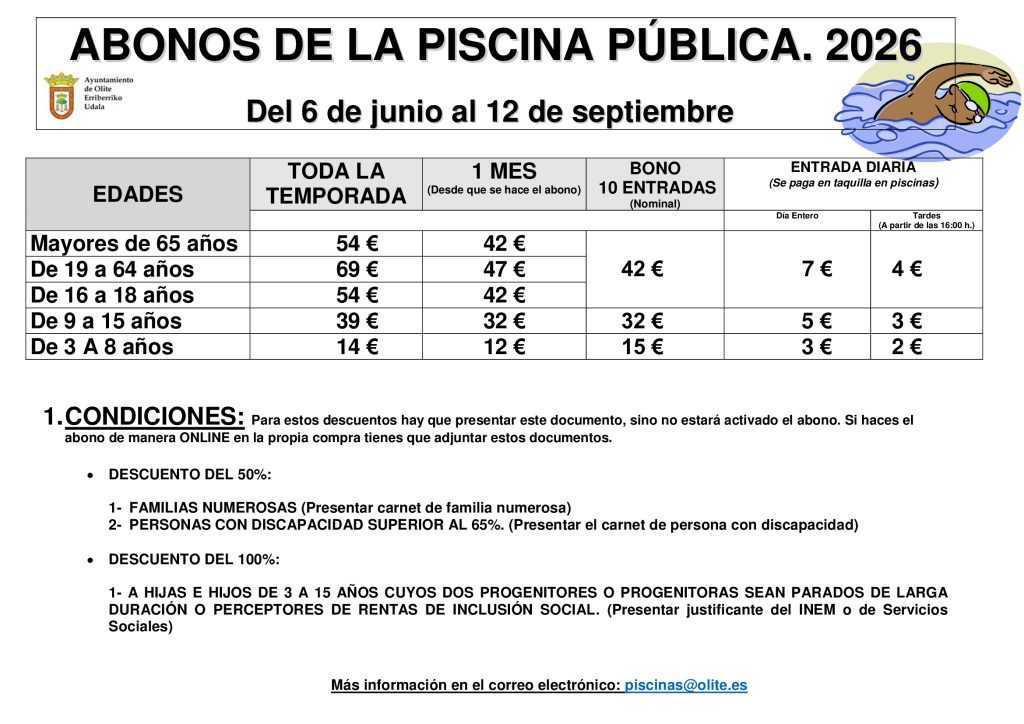Apertura piscinas municipales año 2026