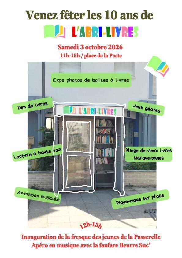 Les 10 ans de l'Abri-livres place de la Poste à Vern-sur-Seiche Les 10 ans de l'Abri-livres place de la Poste à Vern-sur-Seiche