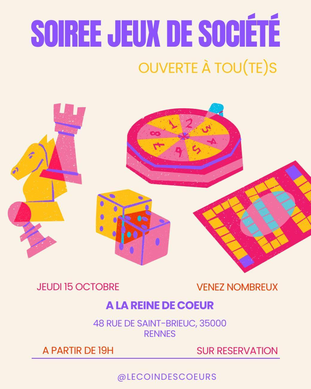 Soirée jeux à La Reine de Cœur Soirée jeux à La Reine de Cœur