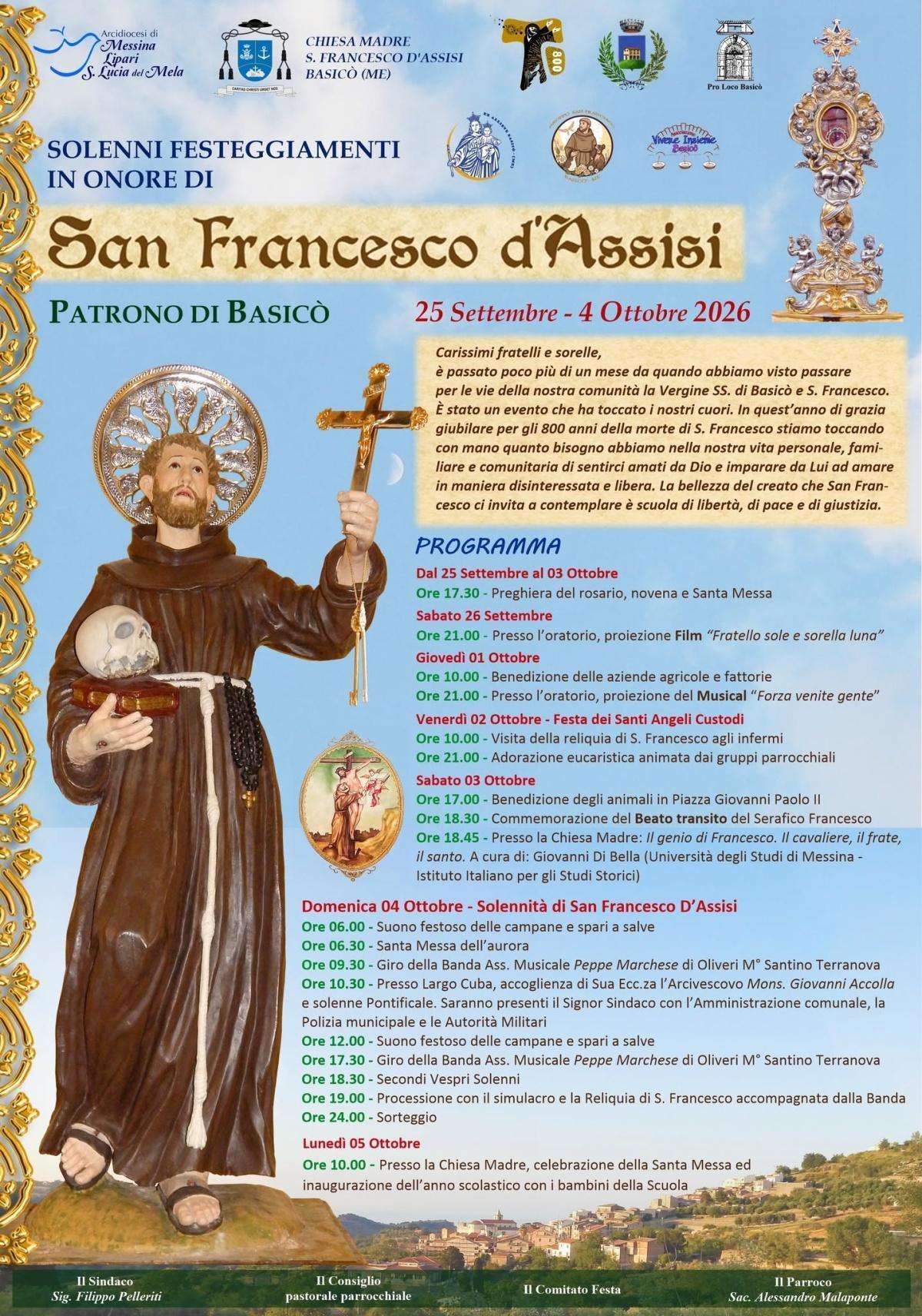 Solenni Festeggiamenti in Onore di San Francesco D'Assisi 