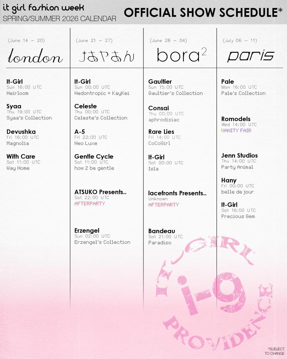 It-Girl Fashion Week 2026 Presents its Official Schedule for the Spring-Summer Season
