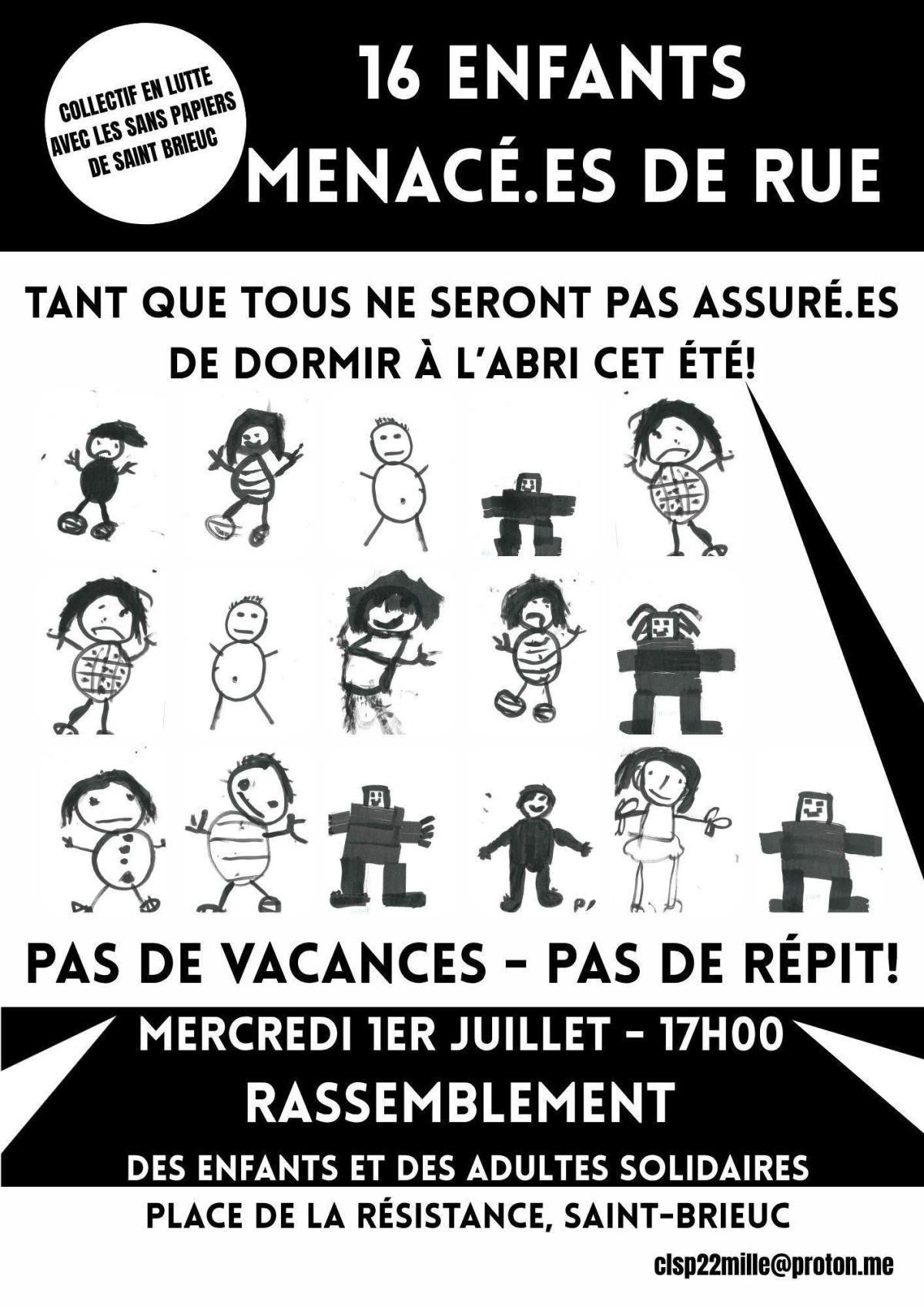 16 enfants menacé.es de rue