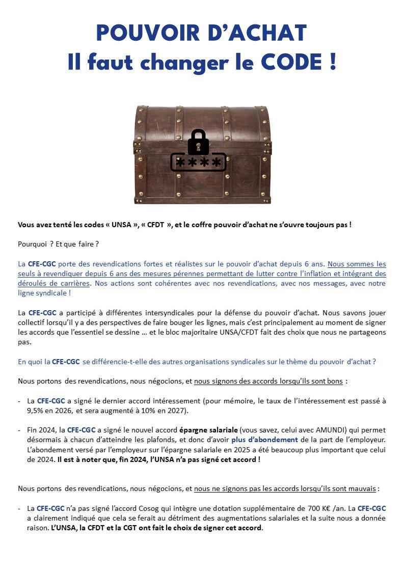 POUVOIR D’ACHAT : il faut changer le code !