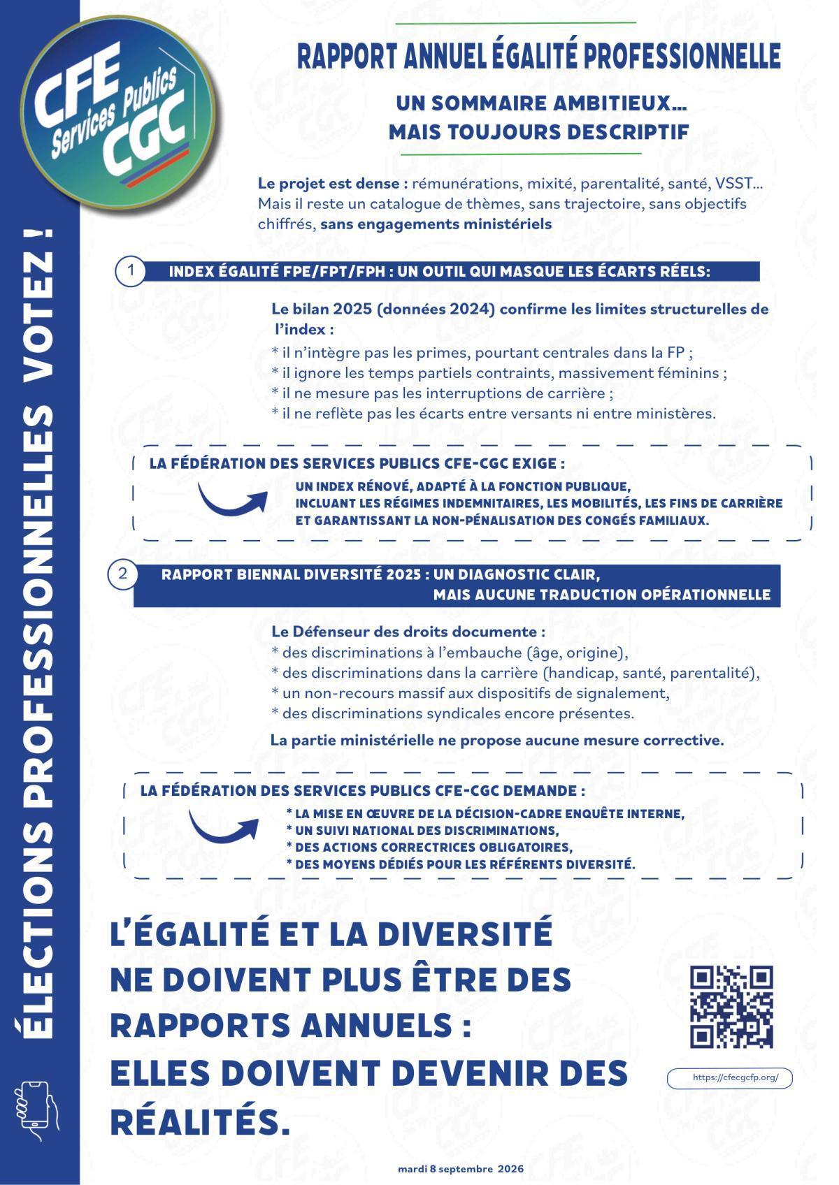 Rapport annuel égalité professionnelle
