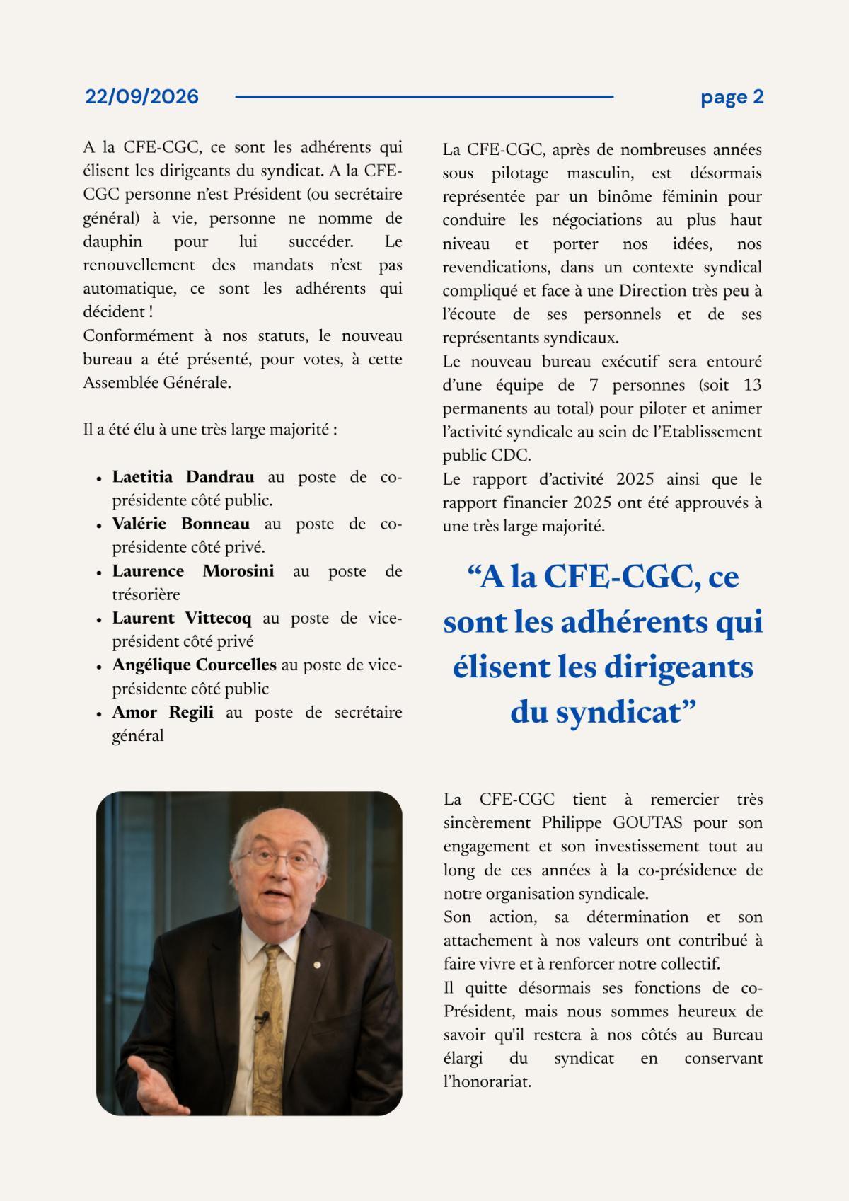 CFE-CGC, la démocratie syndicale : 2 nouvelles co-présidentes élues !