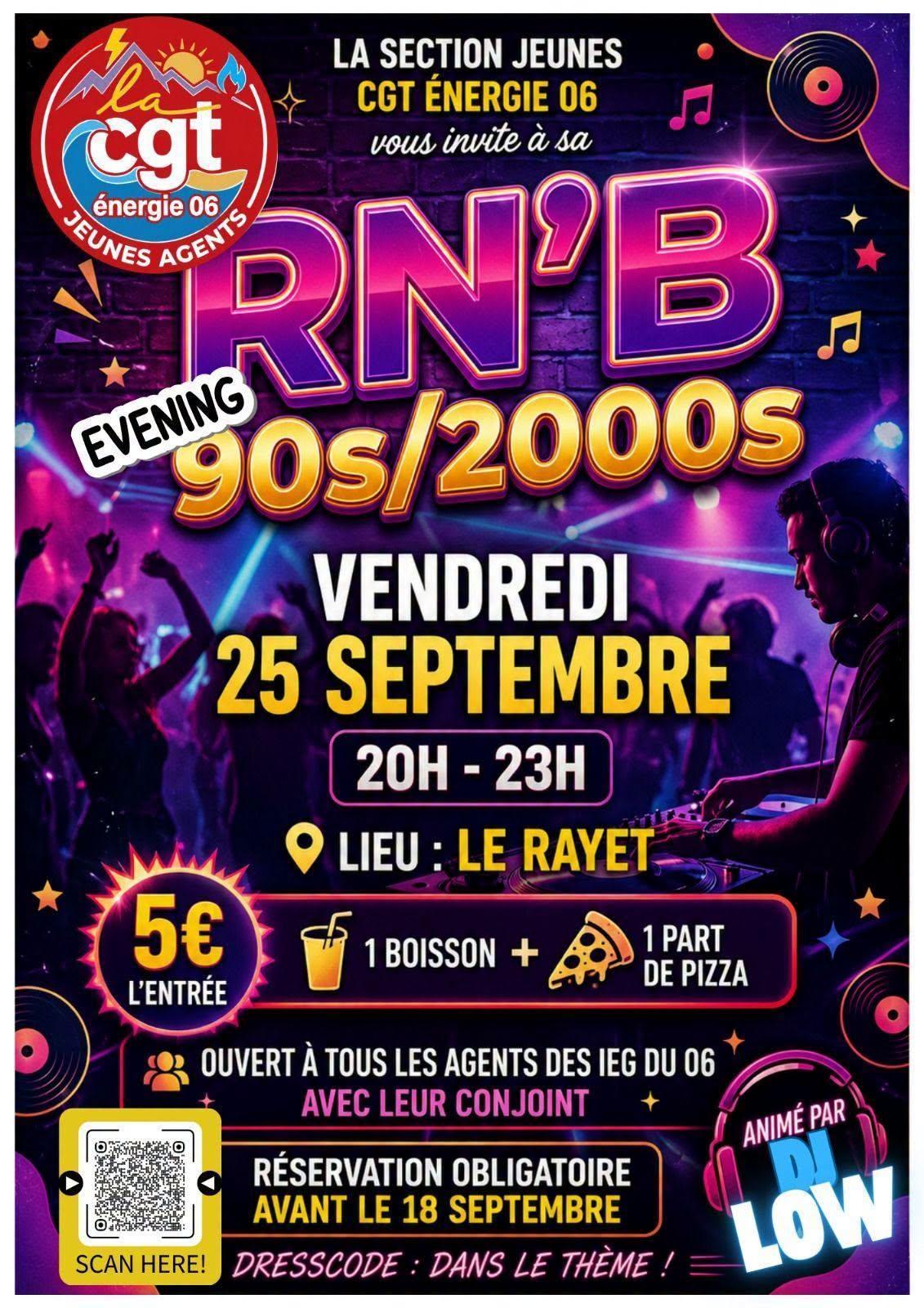 [Dernières places] Soirée R'n'B 90s/2000s de la Section Jeunes CGT Énergie 06&nbsp;: rendez-vous le vendredi 25 septembre au Rayet&nbsp;!