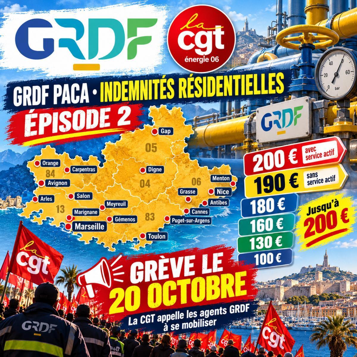 GRDF PACA : indemnités résidentielles et vie chère, tous en grève le 20 octobre pour faire plier la direction ! GRDF PACA : indemnités résidentielles et vie chère, tous en grève le 20 octobre pour faire plier la direction !