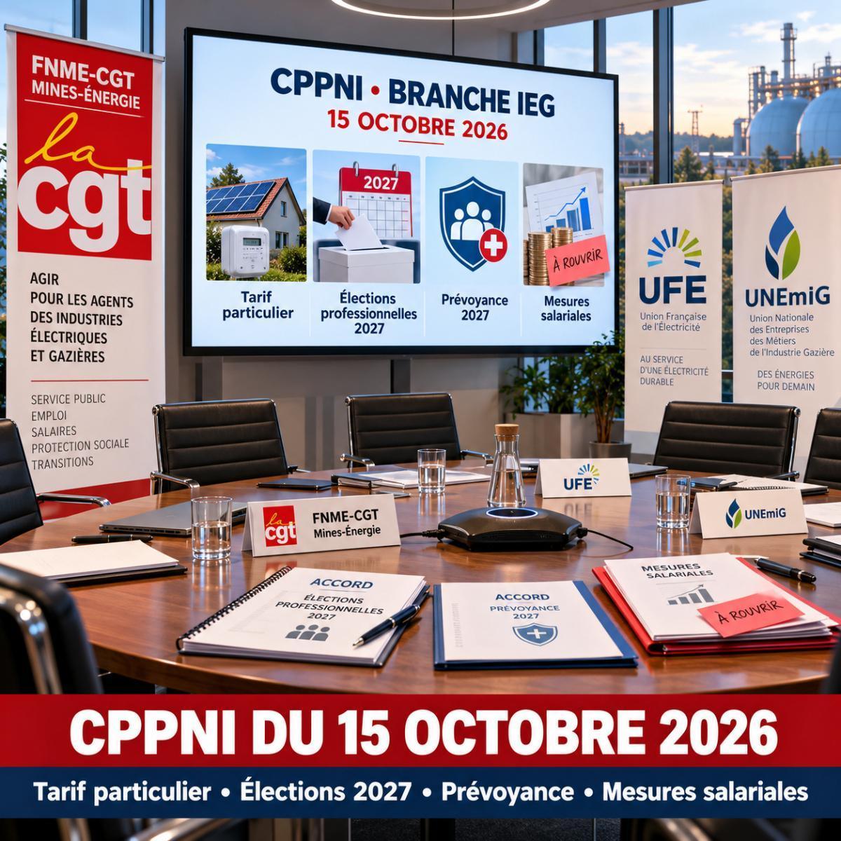 CPPNI de la Branche IEG du 15 octobre 2026 : scandale du Tarif Particulier à l'Angane, boycott sur les salaires et accords de branche