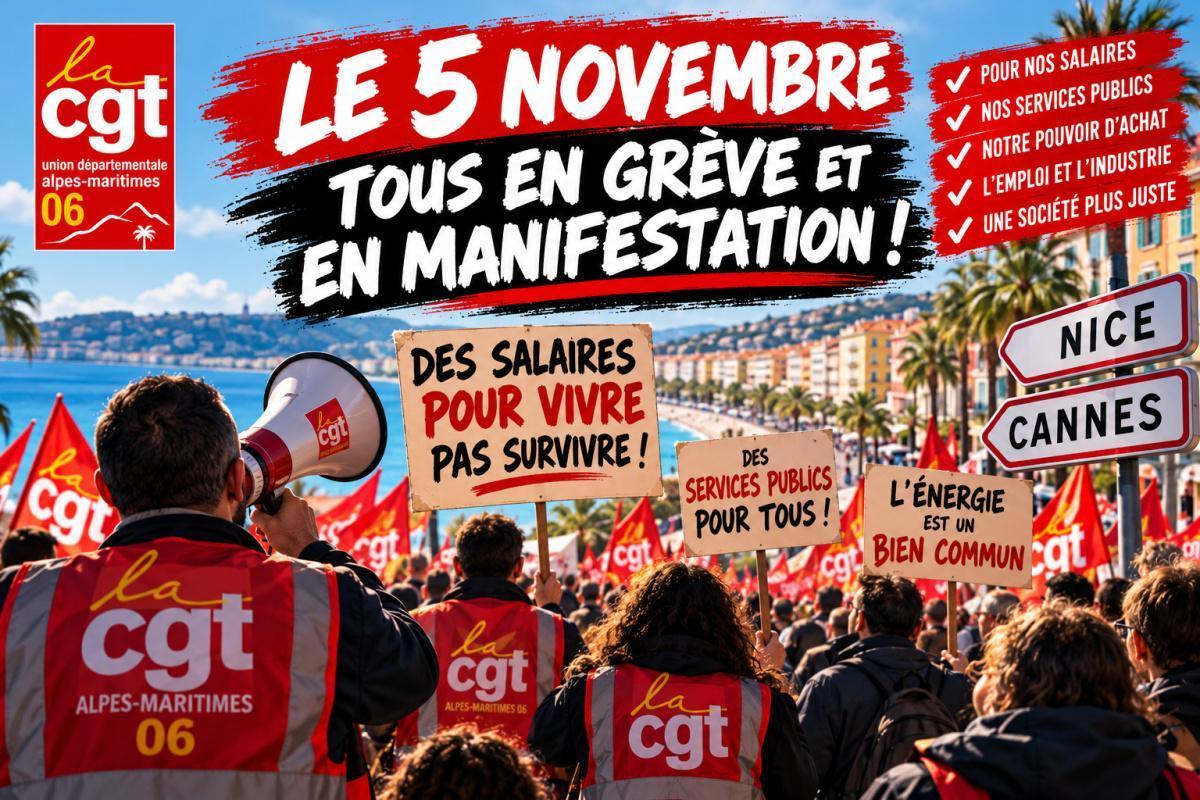 Le 5 novembre 2026 : grandes grèves intersyndicales dans tout le pays, manifestations à Nice et à Cannes ! Le 5 novembre 2026 : grandes grèves intersyndicales dans tout le pays, manifestations à Nice et à Cannes !