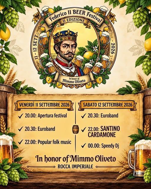II Edizione "Federico II Beer Festival" in onore di Mimmo Oliveto (dalle ore 20:30)