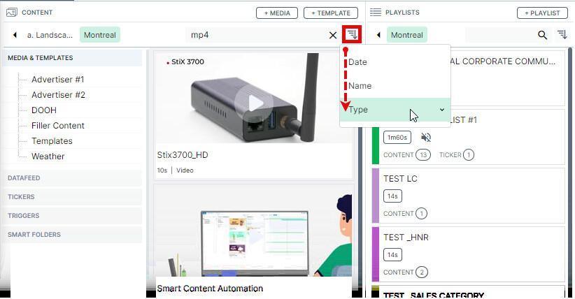 Ordinare i contenuti nella Content Library Ordinare i contenuti nella Content Library
