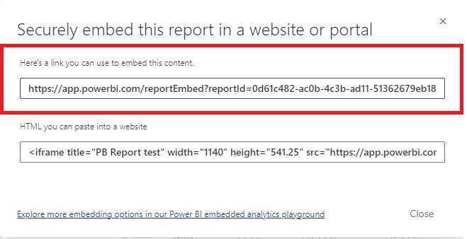Recuperare l'URL di un report Power BI Recuperare l'URL di un report Power BI