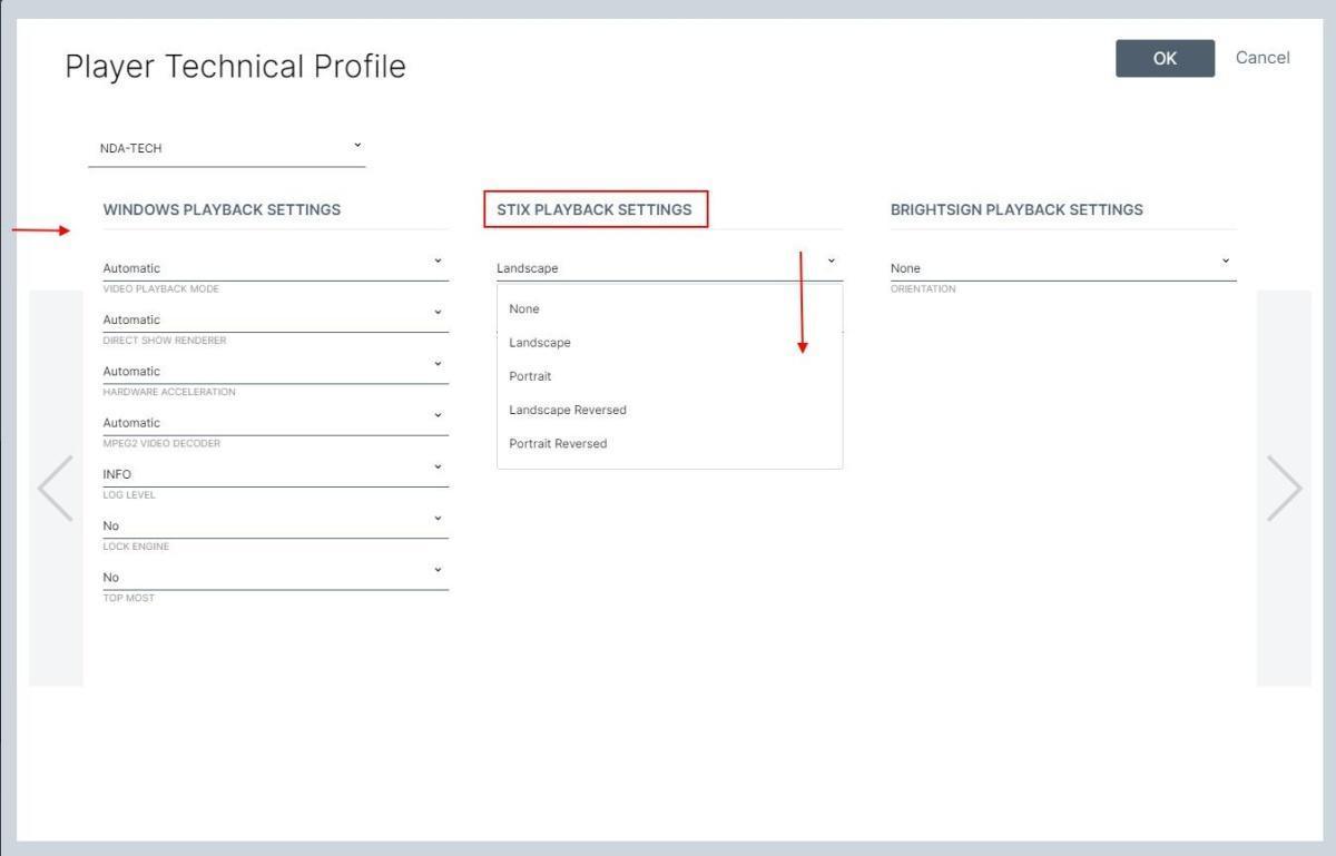 Come cambiare l'orientamento di StiX e BrightSign dal Player Technical Profile Come cambiare l'orientamento di StiX e BrightSign dal Player Technical Profile
