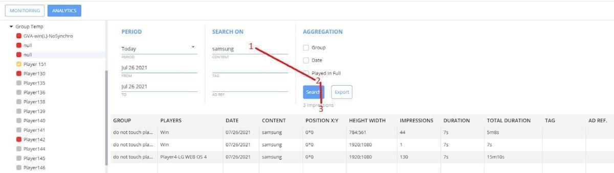 Come consultare il report Analytics di un player Come consultare il report Analytics di un player