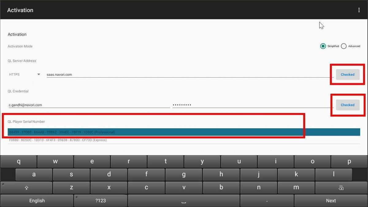 Configurazione del QL Player su Stix 3700 Configurazione del QL Player su Stix 3700