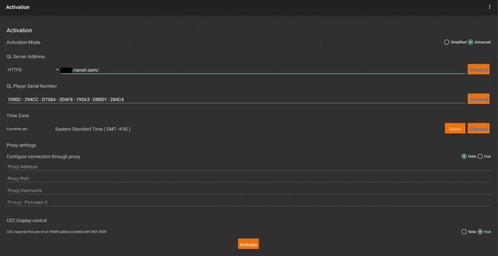 Configurazione del QL Player su Stix 3500 Configurazione del QL Player su Stix 3500