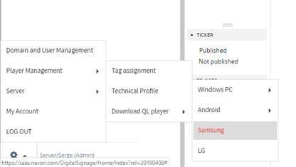 Configurazione del QL Player su Samsung Tizen Configurazione del QL Player su Samsung Tizen