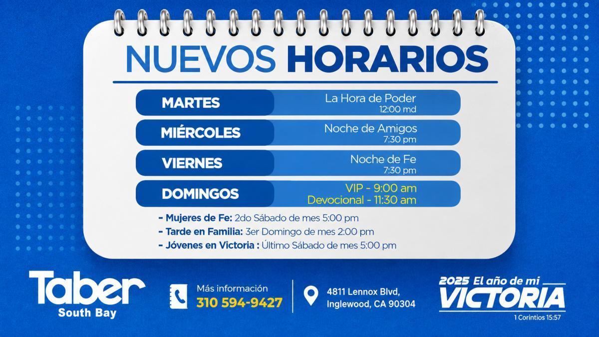 ¡Horarios en Taber South Bay! ¡Horarios en Taber South Bay!