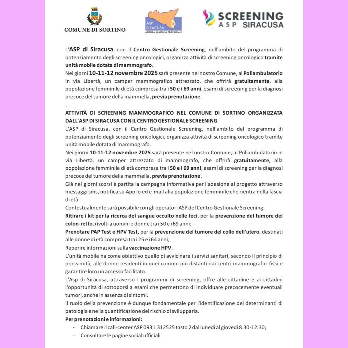 Screening per la diagnosi precoce del tumore della mammella