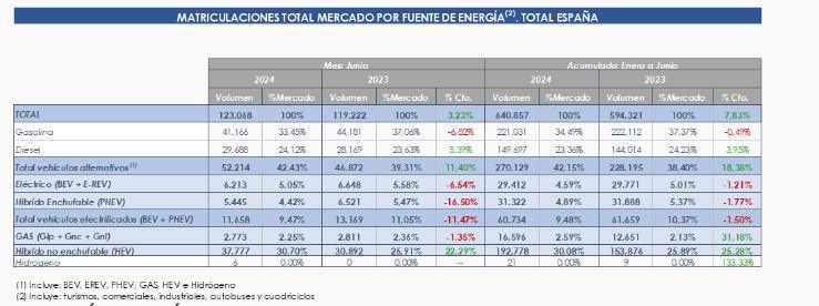 EL MERCADO DE VEHÍCULOS ELECTRIFICADOS VUELVE A RETROCEDER UN 11,5% EN JUNIO