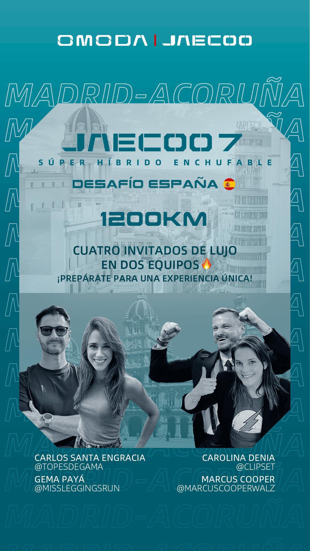 EL JAECOO 7 SÚPER HÍBRIDO ENCHUFABLE SE ENFRENTA AL ‘DESAFÍO ESPAÑA 1.200 KM’ EL JAECOO 7 SÚPER HÍBRIDO ENCHUFABLE SE ENFRENTA AL ‘DESAFÍO ESPAÑA 1.200 KM’
